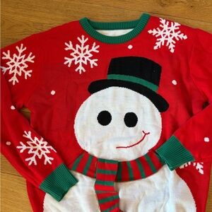 Festive Snowman Sweater - Red & Green